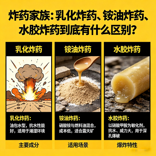 桐乡炸药家族：乳化炸药、铵油炸药、水胶炸药到底有什么区别？